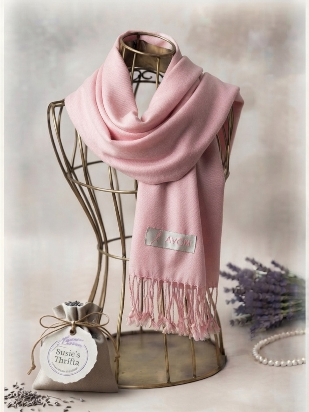 Avon Pink Ribbon Breast Cancer Awareness Viscose Scarf/Wrap